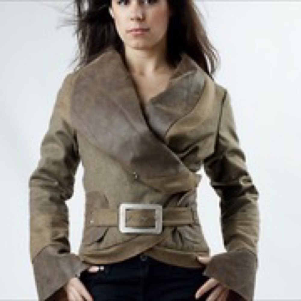 Jacket Leather, Cashmere, Silk, Size XS
